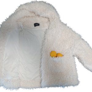 LOVE TREE M Faux Fur Women's Hooded Open Front Jacket Size M White